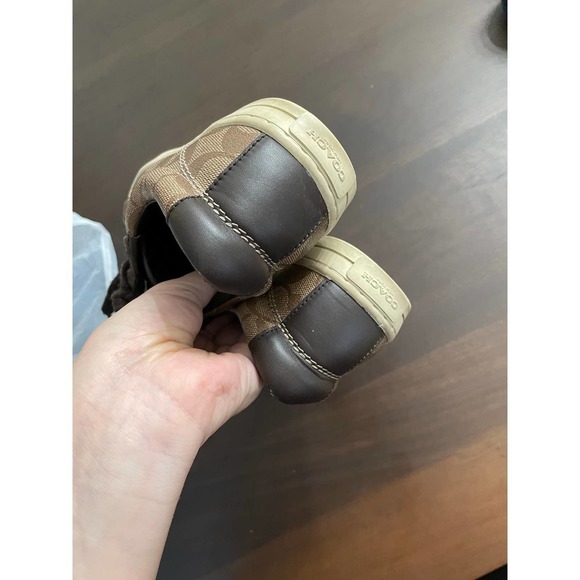 COACH Low Top Signature Sneaker Shoes Women's KHAKI Mahogany Size 8 - Picture 7 of 12